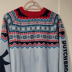 Dutch Bros Blue and Red Winter Sweater - - Medium